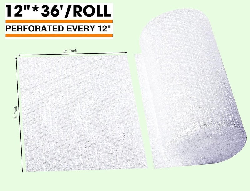 packbabol Bubble Cushioning Wrap Rolls 2-Pack, 12 Inch x 72 Feet 3/16" Air Bubble, Bubble Moving Wrap for Packing, Moving Supplies, Small business - Image 2